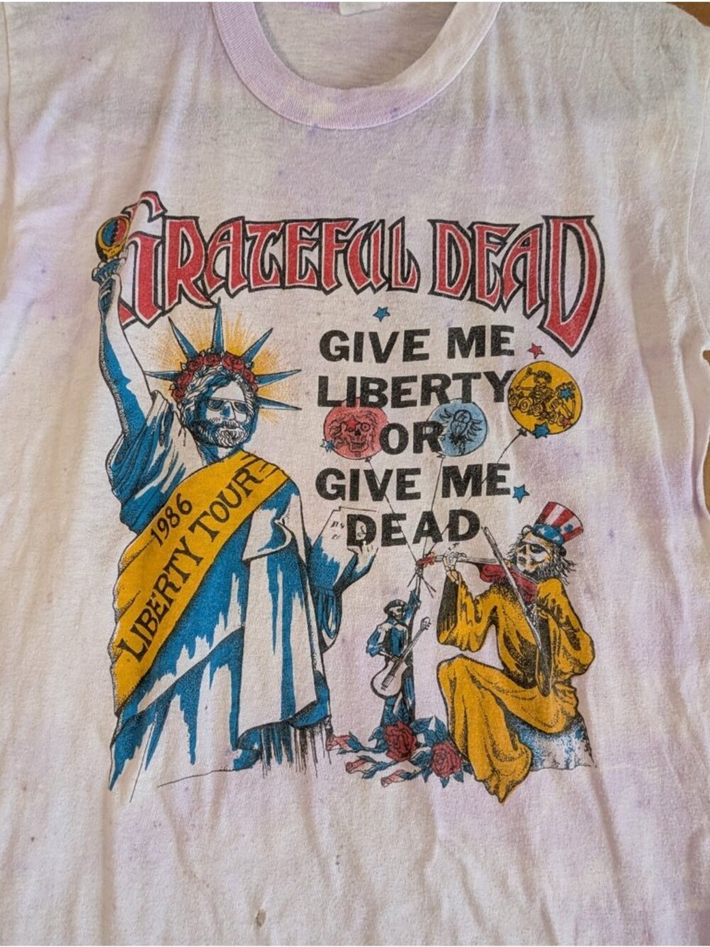 RARE Vintage Grateful Dead 1986 LIBERTY Tour T-Shirt BOB DYLAN TOM PETTY JERRY M - Picture 2 of 16